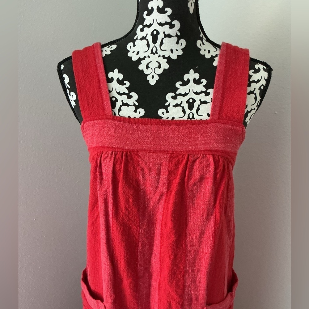 Anthropologie Maeve Women’s Dress Size Large Tonal Stripe Red Midi Paper bag SzS - Picture 7 of 14